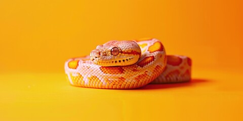 Minimalist Orange Snake on Yellow