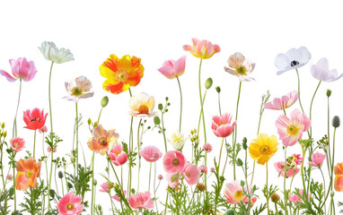 Spring Flowers in Bloom: A Floral Overlay Isolated on Transparent background.