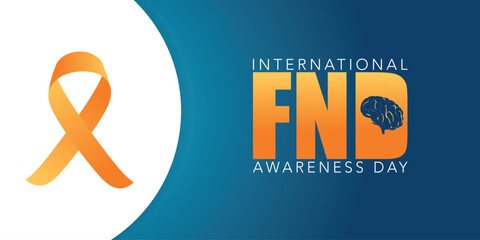 FND (functional neurological disorders) Awareness Day vector illustration. Brain and ribbon banner. use to background, banner, placard, card, and poster design template with text inscription