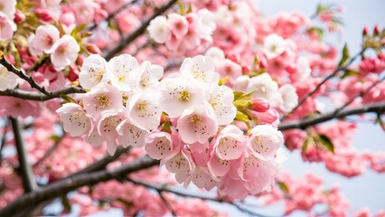 Full bloom sakura flower tree isolated on white background