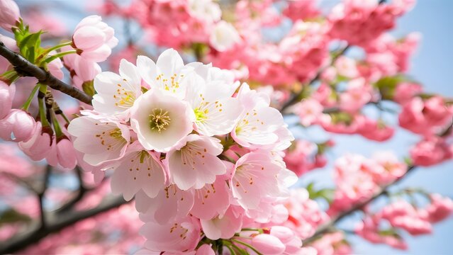 Full bloom sakura flower tree isolated on white background