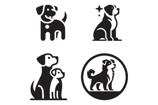 dog and cat icon silhouette white background