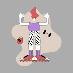 flexing his muscles while lifting weights.