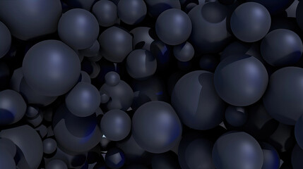 A background of blue and gray spheres, forming an abstract pattern with white dots on the black surface. The spheres represent water drops in different sizes, creating depth and texture.