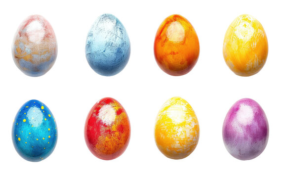 Colorful Egg Artistry Isolated on Transparent background.