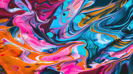 Closeup of colorful paint swirls on canvas, artistic background, vibrant colors, artistic expression, creative brush strokes, abstract art style, colorful painting, close up view, paint splashes, pain