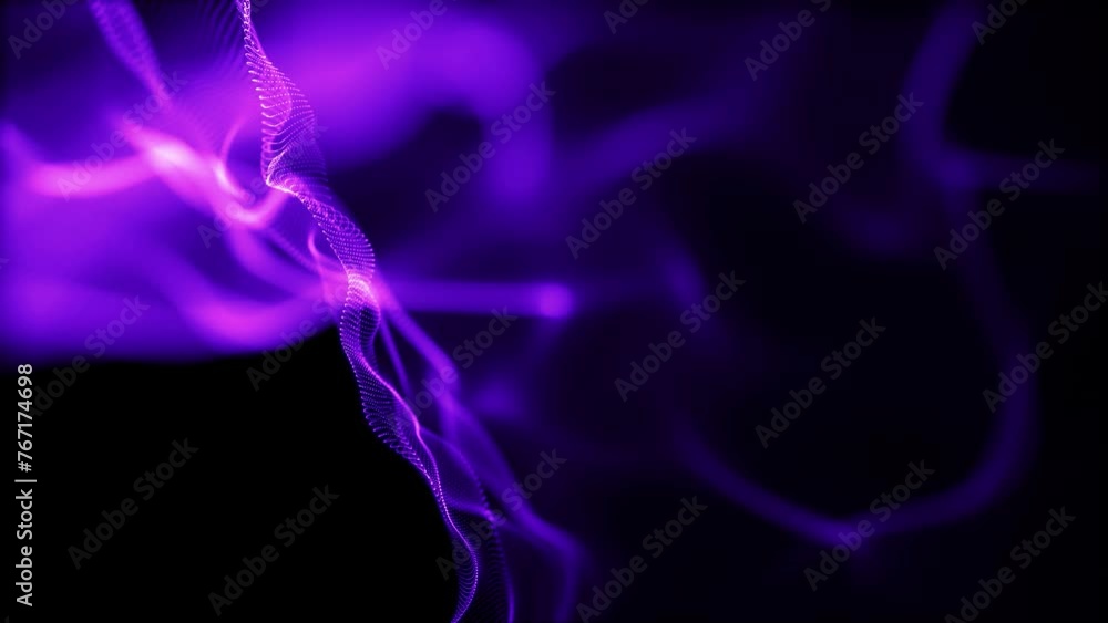 Wall mural abstract futuristic fractal curves glowing waves. 3d video loop blurred cyberspace design art. copy 