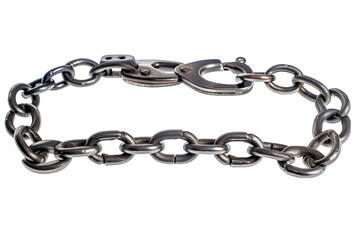 Handcuffs denoting law enforcement and restraint ,isolated on white background or transparent background. png cutout clipart