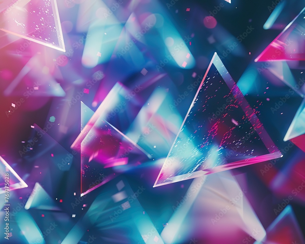 Poster Holographic triangles pulsating on a dynamic virtual screen, representing the cuttingedge of geometric design in tech