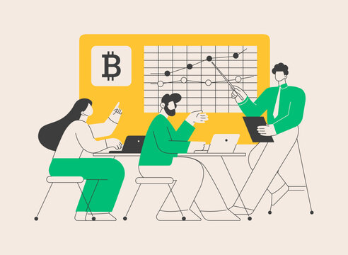 Cryptocurrency trading courses abstract concept vector illustration.