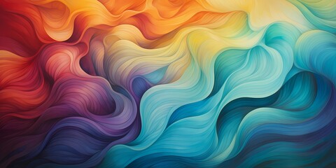 Interlocking waves of vibrant gradients converge and diverge, forming intricate patterns that captivate the eye.