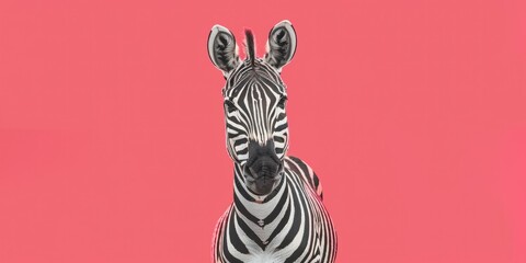 Minimalist Zebra on Pink Background