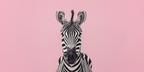 Minimalist Zebra on Pink Background