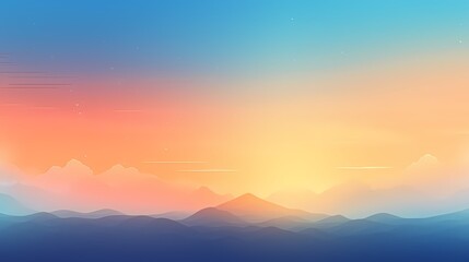 Immerse yourself in a sunrise gradient background alive with energy, as radiant oranges fade into tranquil blues, inspiring graphic creations. - obrazy, fototapety, plakaty