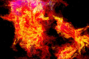 Cosmic Flames Engulfing Vibrant Nebula: A Stellar Phenomenon Captured
