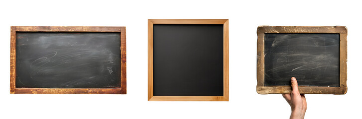 Collection of empty school blackboard illustrations for design elements and back-to-school, Isolated on Transparent Background, PNG