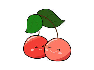 Couple cherrys with leaves