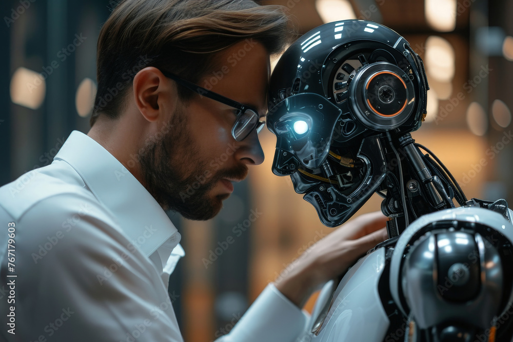 Poster engineer fine-tuning advanced humanoid robot
