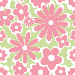 Fototapeta na wymiar beautiful pink green flower floral seamless repeat pattern. this is a flower daisy vector. Design for decorative, wallpaper, shirts, clothing, tablecloths, wrapping, textile, Batik, fabric