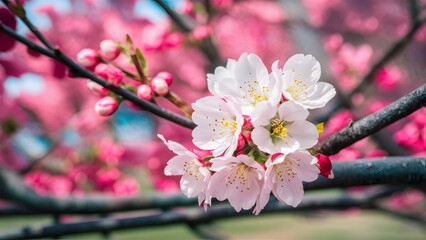 Img Shallow depth Sakura flower cherry blossom panoramic template