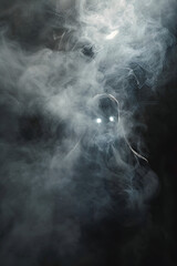 Ghostly Figure Amidst Vapor, Shadowy Presence in Fog, 