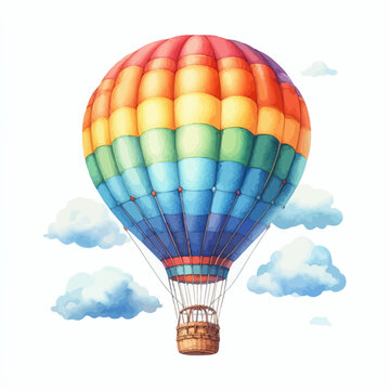 Hot air balloon designs in various watercolor styles for graphic designers