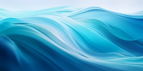 Gradient waves in shades of cerulean and teal create a visual symphony, showcasing the fluidity and motion of energetic waves. - obrazy, fototapety, plakaty