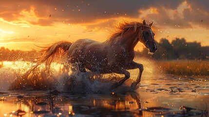 horse at sunset