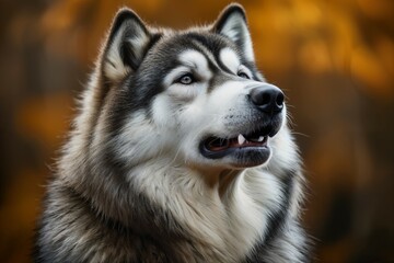 Close-up of an Alaskan Malamute howling, capturing the expressiveness and majestic presence of the breed
