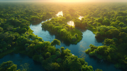 A Stunning Aerial Montage Presenting a Kaleidoscope of Diversity of Our Planet's Natural Heritage. Generative AI.