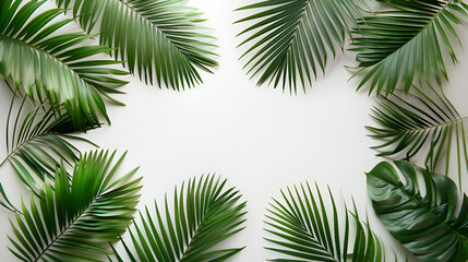 Fototapeta na wymiar Tropical leaves background with copy space 