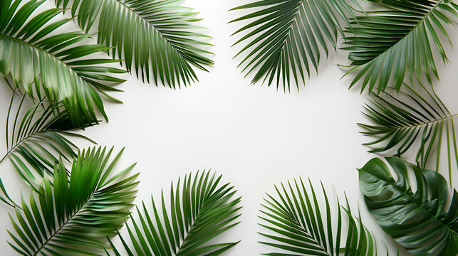 Tropical leaves background with copy space	