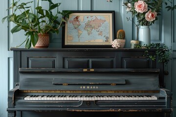 Contemporary Home Interior: Stylish Black Piano and Designer Accents