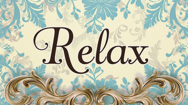 The image shows a word "Relax" on a solid color background, with no other elements present.