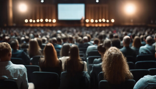 Vista Posteriore delle Persone Sedute in Platea durante la Conferenza.