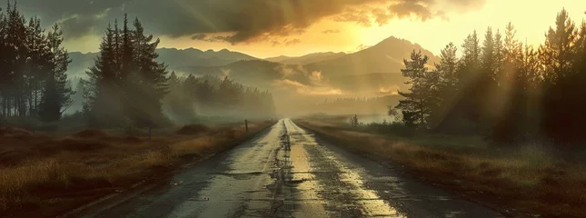 Foto op Plexiglas KS A beautiful road in the middle of nature a landscape © กิตติพัฒน์ สมนาศักดิ