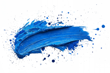 Splashes of blue paint liquid isolated on white background template. Transparent background, PNG, PSD.