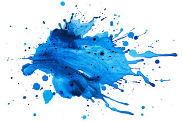 Splashes of blue paint liquid isolated on white background template. Transparent background, PNG, PSD.