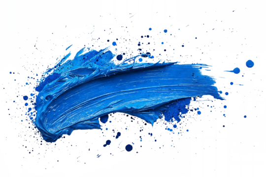 Splashes of blue paint liquid isolated on white background template. Transparent background, PNG, PSD.