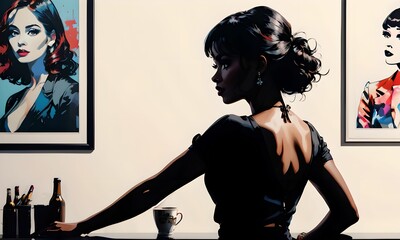 wallpaper, silhouette and portrait of an elegant woman with stiletto heels