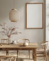 Modern Scandinavian Dining Room: Stylish Wooden Table and Elegant Accents