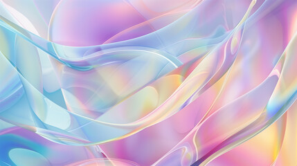 Pastel Gradient Holographic Neon Background. Abstract Hologram Waves in Liquid Motion Wallpaper.