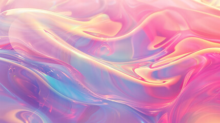 Obraz premium Pastel Gradient Holographic Neon Liquid Background, Abstract Hologram Waves in Motion Wallpaper.