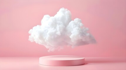 premium podium product poster minimal pink white cloud splay neon 3d flying levitating card background modern white copy promotion illustration 3d mist abstract space render trendy