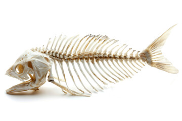 Fish skeleton isolated on white background close up

