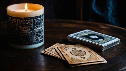 Tarot Cards with Candles - obrazy, fototapety, plakaty