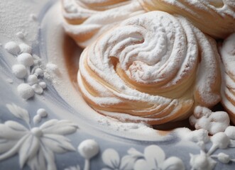  Close up of pastry with powdered sugar