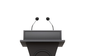 Stand for performance with microphones on a white background. Elections, Political debates,...