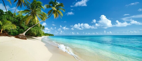 A Clear blue waters meet a serene sandy beach