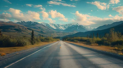 Fotobehang Landscapes on Denali highway. Alaska. Instagram filter, ai Generated  © Hamid